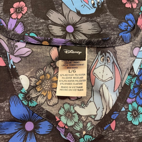 🆕Disney Eeyore “Winnie the Pooh” Pewter FloralFields ScrubStar Medical Scrub - Picture 5 of 6